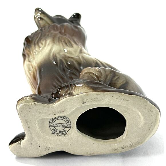 MCS Brazil Handcrafted Collectibles Collie Dog Figurine Brown Glazed Ceramic 7” - Picture 5 of 7